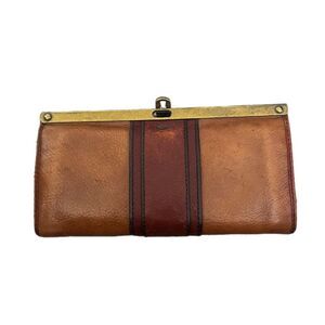 Fossil Kayla brown and red leather wallet with gold hardware